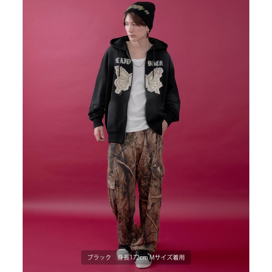 パーカー メンズ レディース フリンジ加工 裏毛  ジップパーカー バタフライ スウェット アメカジ カジュアル スケーター ストリート 古着MIX 韓国ファッション | improves | 08