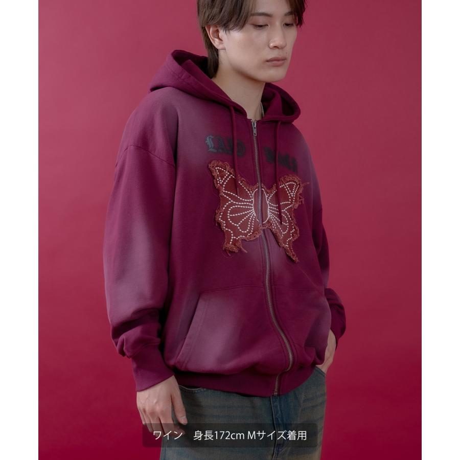 パーカー メンズ レディース フリンジ加工 裏毛  ジップパーカー バタフライ スウェット アメカジ カジュアル スケーター ストリート 古着MIX 韓国ファッション | improves | 09