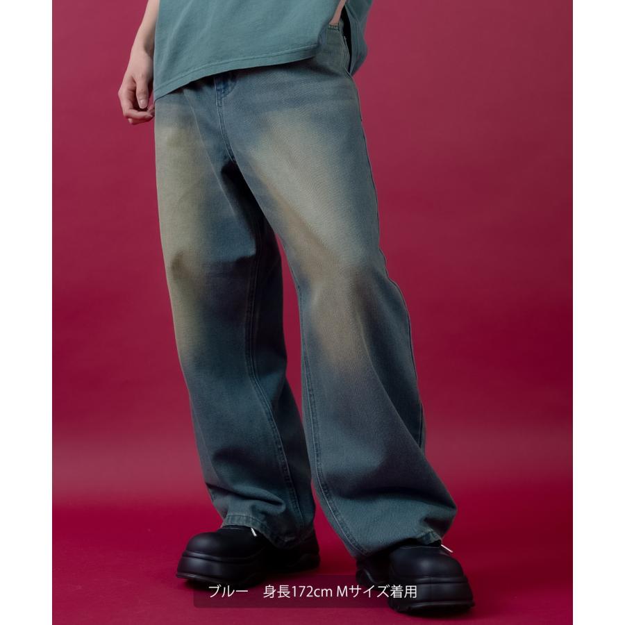 デニムパンツ メンズ レディース  バギーパンツ ビンテージ風 ジーンズ ワイドパンツ アメカジ カジュアル ストリート スケーター 韓国ファッション 古着 | improves | 08