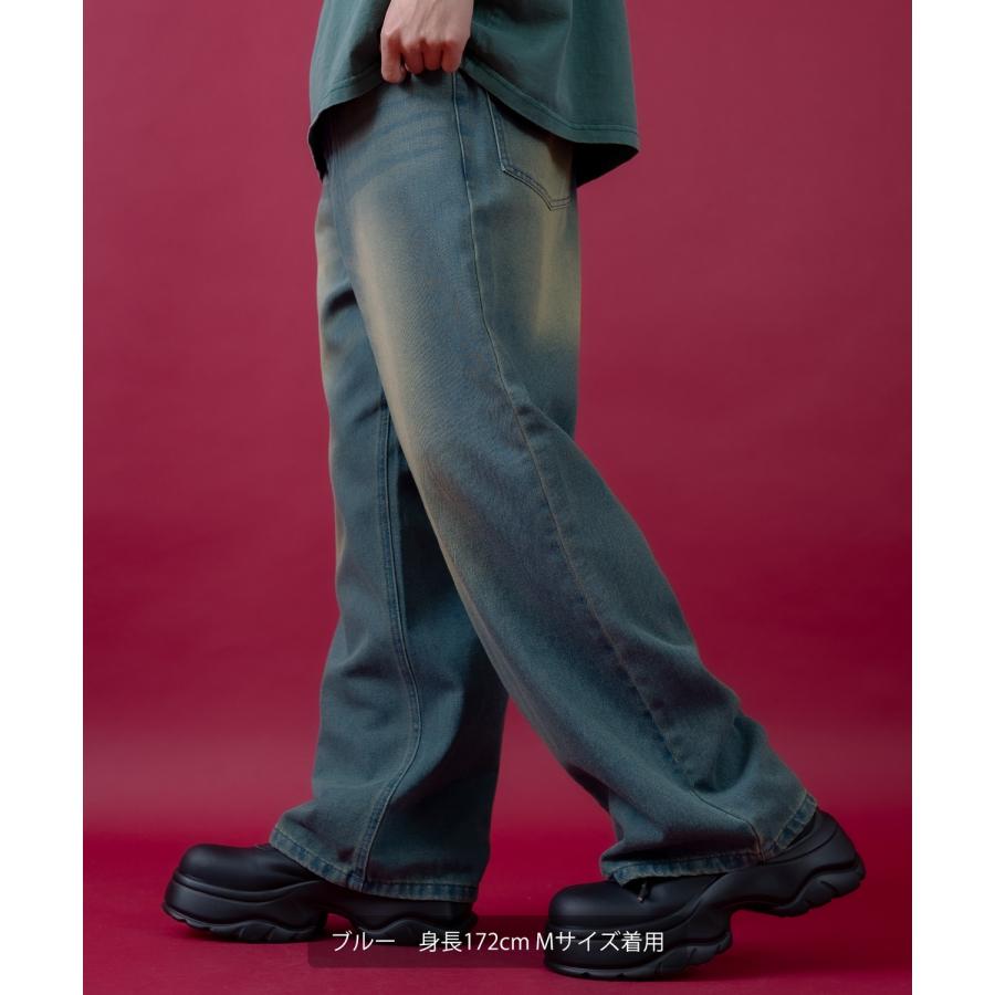 デニムパンツ メンズ レディース  バギーパンツ ビンテージ風 ジーンズ ワイドパンツ アメカジ カジュアル ストリート スケーター 韓国ファッション 古着 | improves | 09