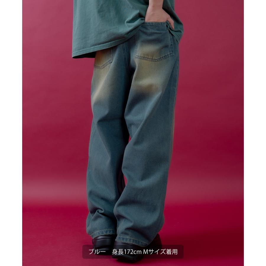 デニムパンツ メンズ レディース  バギーパンツ ビンテージ風 ジーンズ ワイドパンツ アメカジ カジュアル ストリート スケーター 韓国ファッション 古着 | improves | 10