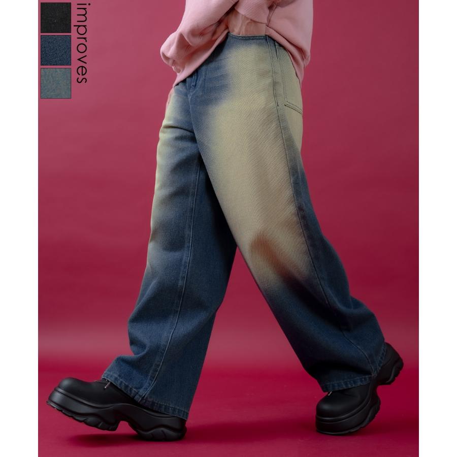 デニムパンツ メンズ レディース  バギーパンツ ビンテージ風 ジーンズ ワイドパンツ アメカジ カジュアル ストリート スケーター 韓国ファッション 古着 | improves