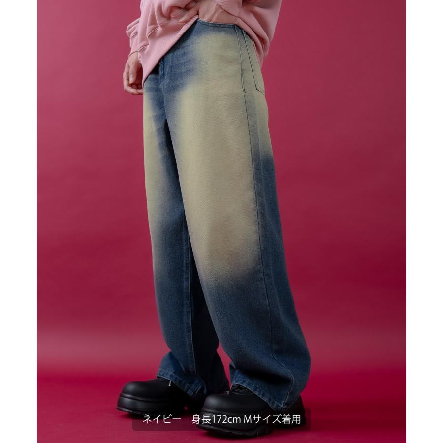 デニムパンツ メンズ レディース  バギーパンツ ビンテージ風 ジーンズ ワイドパンツ アメカジ カジュアル ストリート スケーター 韓国ファッション 古着 | improves | 04
