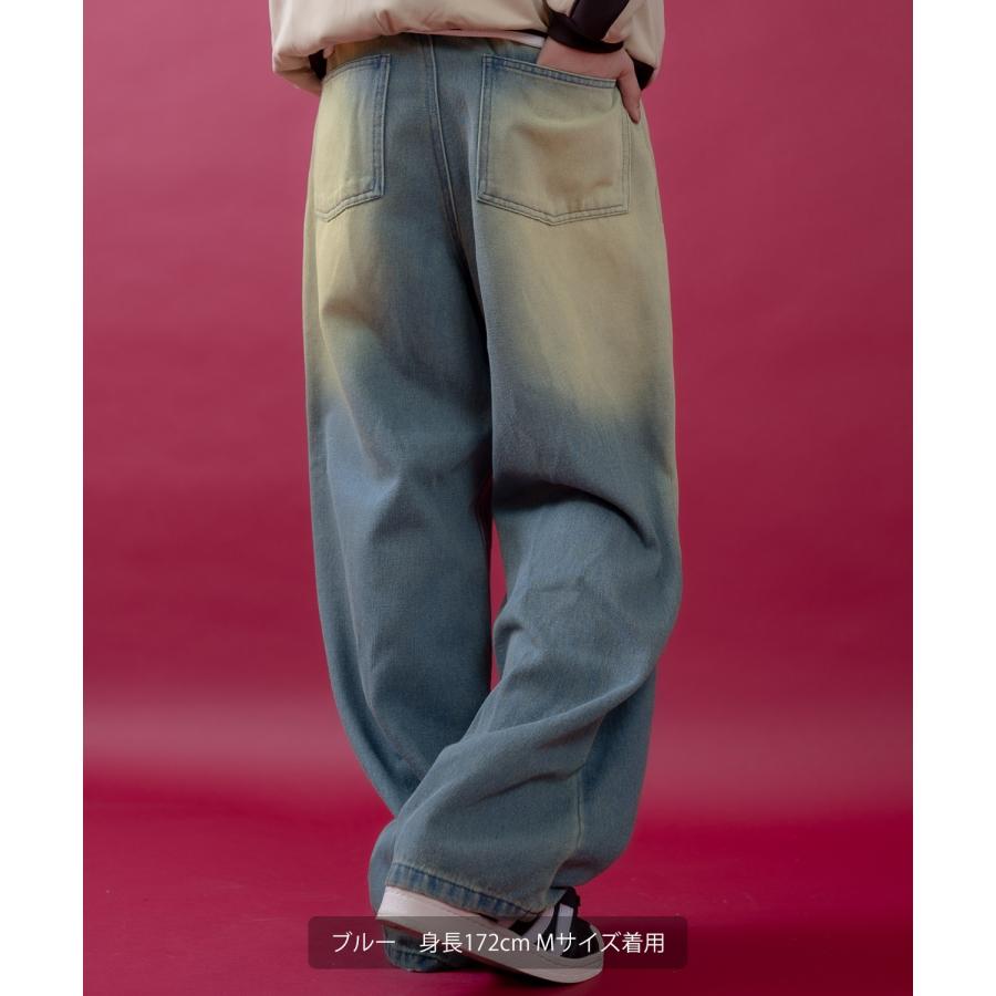 デニムパンツ メンズ レディース  バギーパンツ ビンテージ風 ジーンズ ワイドパンツ アメカジ カジュアル ストリート スケーター 韓国ファッション 古着 | improves | 10