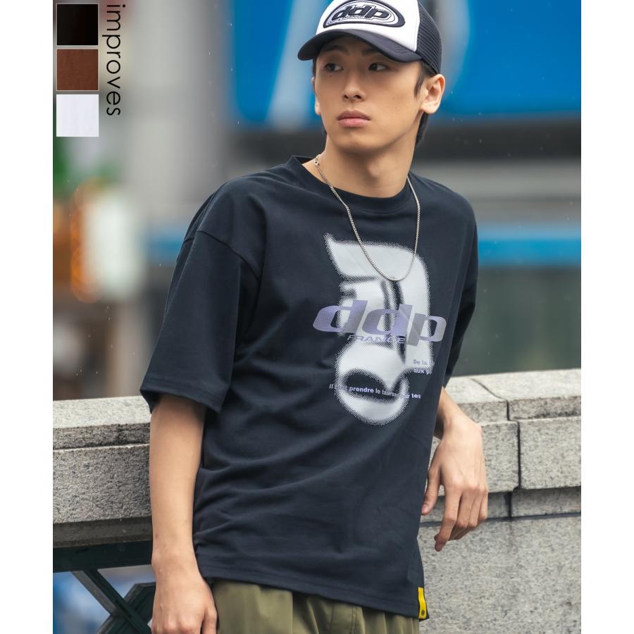 Tシャツ 半袖 カットソー メンズ レディース ddp ディーディーピー フロントプリント ラメプリント ボックスシルエット スケーター ストリート メンズライク | improves