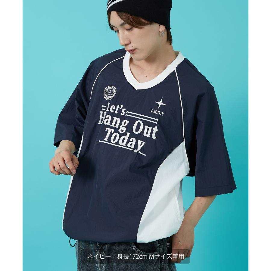 Tシャツ メンズ サッカー ゲームシャツ ナイロン ピステ Vネック カジュアル アメカジ ストリート スケーター ストリート古着MIX 韓国 | improves | 14