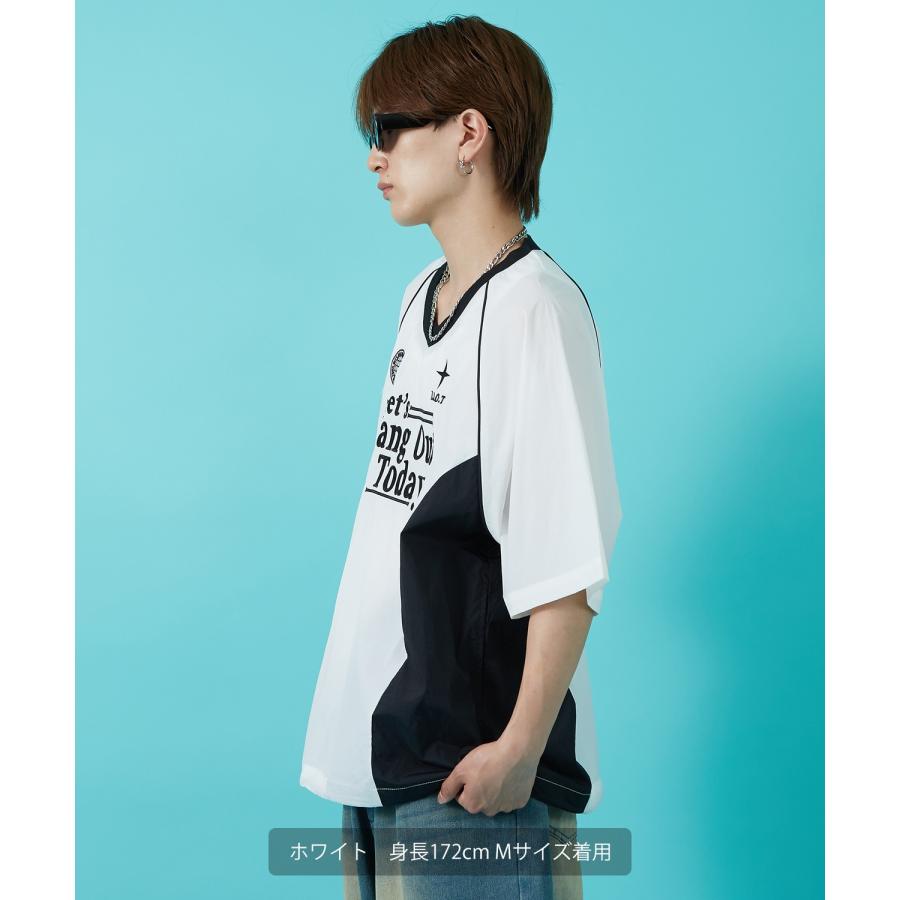 Tシャツ メンズ サッカー ゲームシャツ ナイロン ピステ Vネック カジュアル アメカジ ストリート スケーター ストリート古着MIX 韓国 | improves | 05