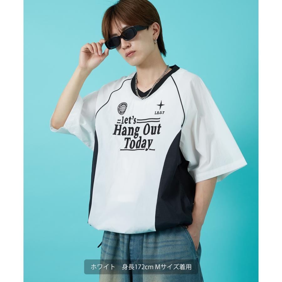 Tシャツ メンズ サッカー ゲームシャツ ナイロン ピステ Vネック カジュアル アメカジ ストリート スケーター ストリート古着MIX 韓国 | improves | 06