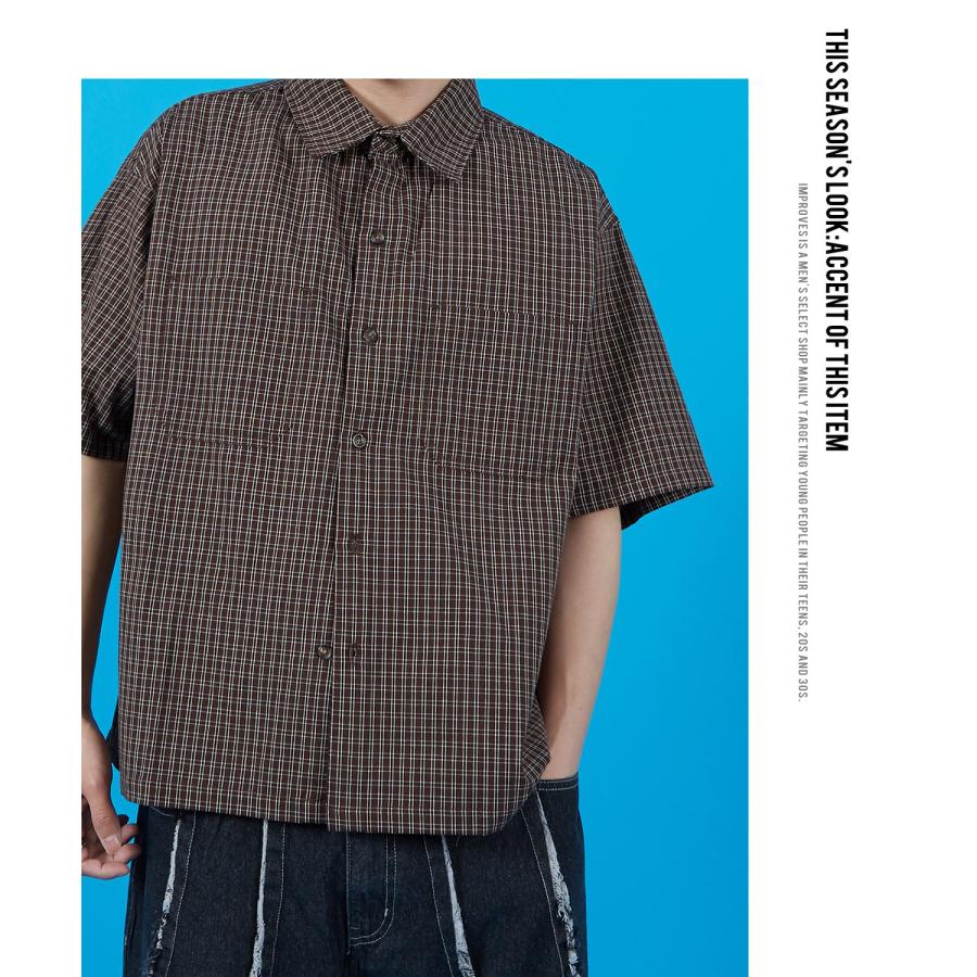 半袖シャツ メンズ レディース チェックシャツ 新生活 公園 オーバーサイズ 大きめ アメカジ カジュアル スケーター ストリート 古着MIX 韓国 | improves | 13