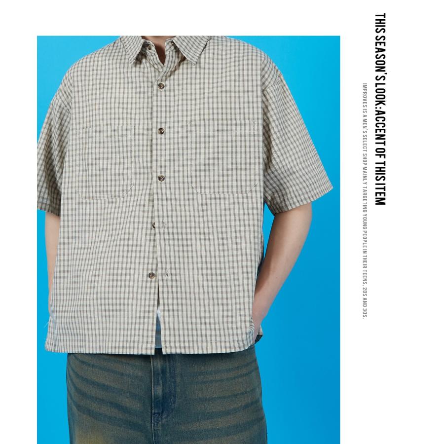 半袖シャツ メンズ レディース チェックシャツ 新生活 公園 オーバーサイズ 大きめ アメカジ カジュアル スケーター ストリート 古着MIX 韓国 | improves | 08