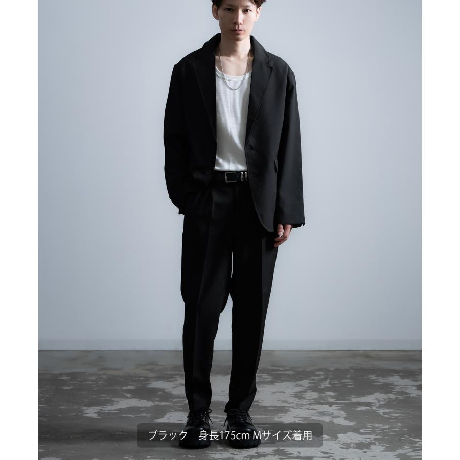 セットアップ メンズ テーラードジャケット スラックス タックパンツ きれいめ 大人カジュアル シンプル ベーシック ビジネスカジュアル ブラック グレー | improves | 02