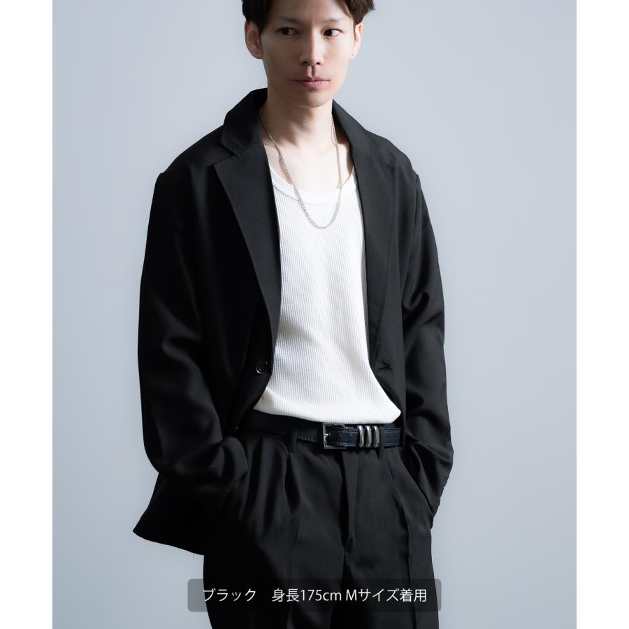 セットアップ メンズ テーラードジャケット スラックス タックパンツ きれいめ 大人カジュアル シンプル ベーシック ビジネスカジュアル ブラック グレー | improves | 03