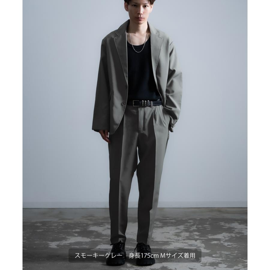 セットアップ メンズ テーラードジャケット スラックス タックパンツ きれいめ 大人カジュアル シンプル ベーシック ビジネスカジュアル ブラック グレー | improves | 07
