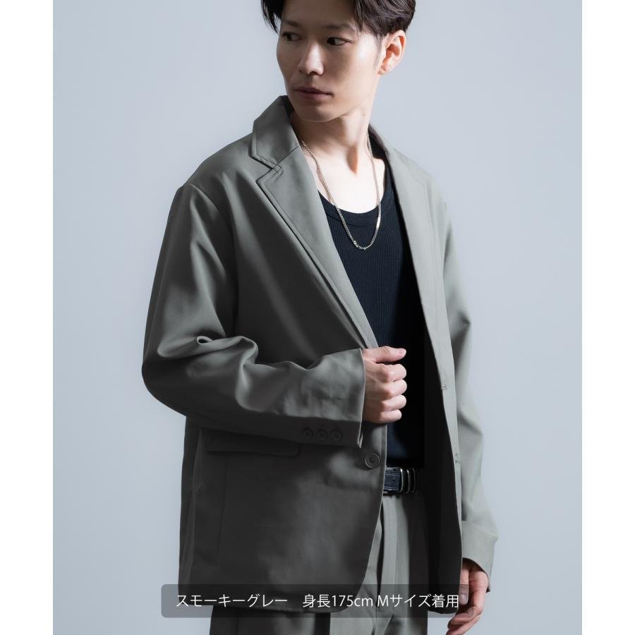 セットアップ メンズ テーラードジャケット スラックス タックパンツ きれいめ 大人カジュアル シンプル ベーシック ビジネスカジュアル ブラック グレー | improves | 08