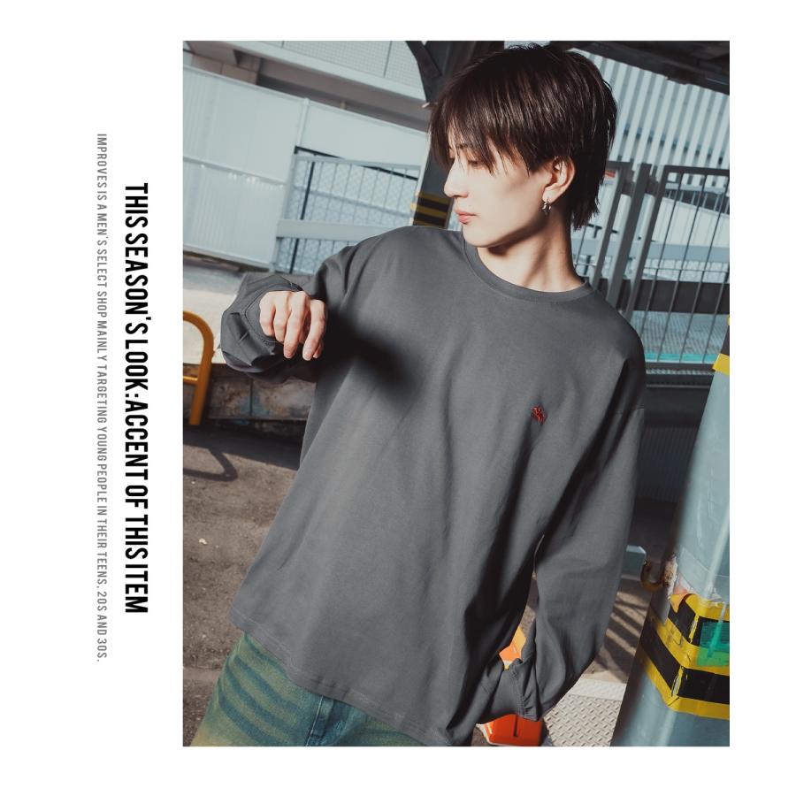 長袖Tシャツ メンズ POLO CHAMPS ワンポイント刺しゅう ポニー カットソー 大きめ カジュアル ストリート ブラック チャコール グレー ネイビー ホワイト | improves | 17