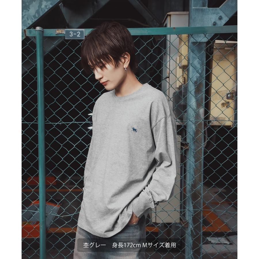 長袖Tシャツ メンズ POLO CHAMPS ワンポイント刺しゅう ポニー カットソー 大きめ カジュアル ストリート ブラック チャコール グレー ネイビー ホワイト | improves | 19