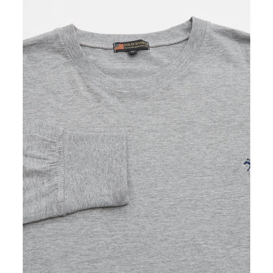 長袖Tシャツ メンズ POLO CHAMPS ワンポイント刺しゅう ポニー カットソー 大きめ カジュアル ストリート ブラック チャコール グレー ネイビー ホワイト | improves | 22