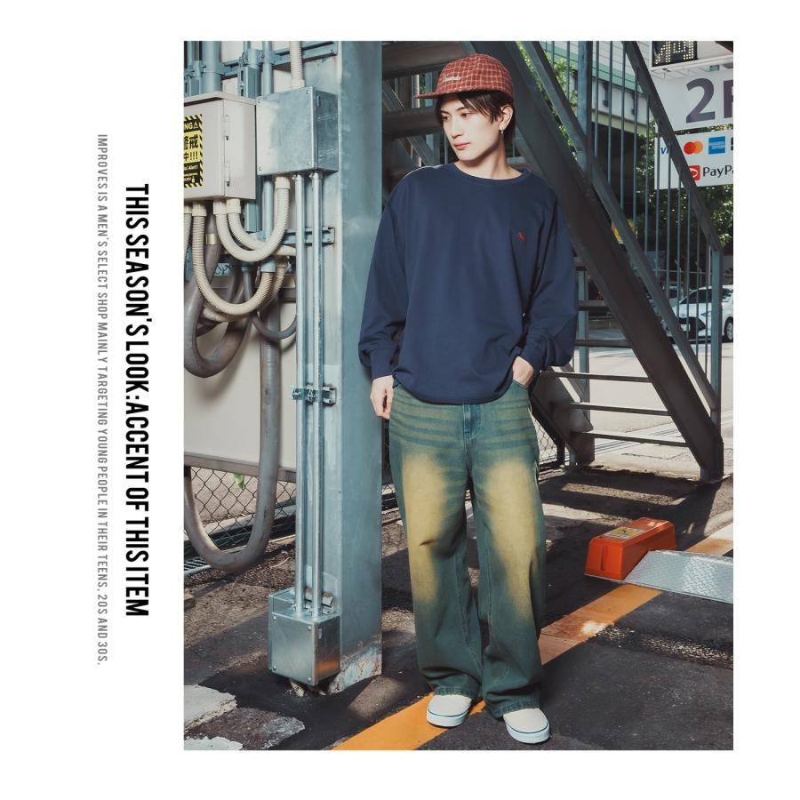 長袖Tシャツ メンズ POLO CHAMPS ワンポイント刺しゅう ポニー カットソー 大きめ カジュアル ストリート ブラック チャコール グレー ネイビー ホワイト | improves | 08