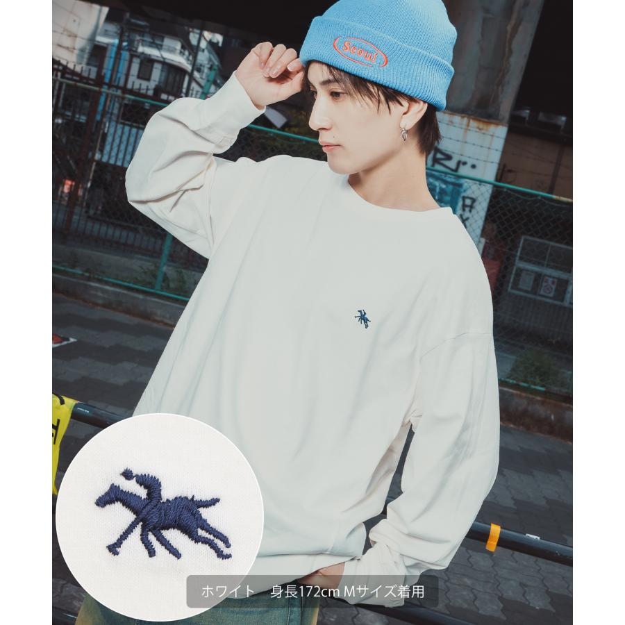 長袖Tシャツ メンズ POLO CHAMPS ワンポイント刺しゅう ポニー カットソー 大きめ カジュアル ストリート ブラック チャコール グレー ネイビー ホワイト | improves | 09