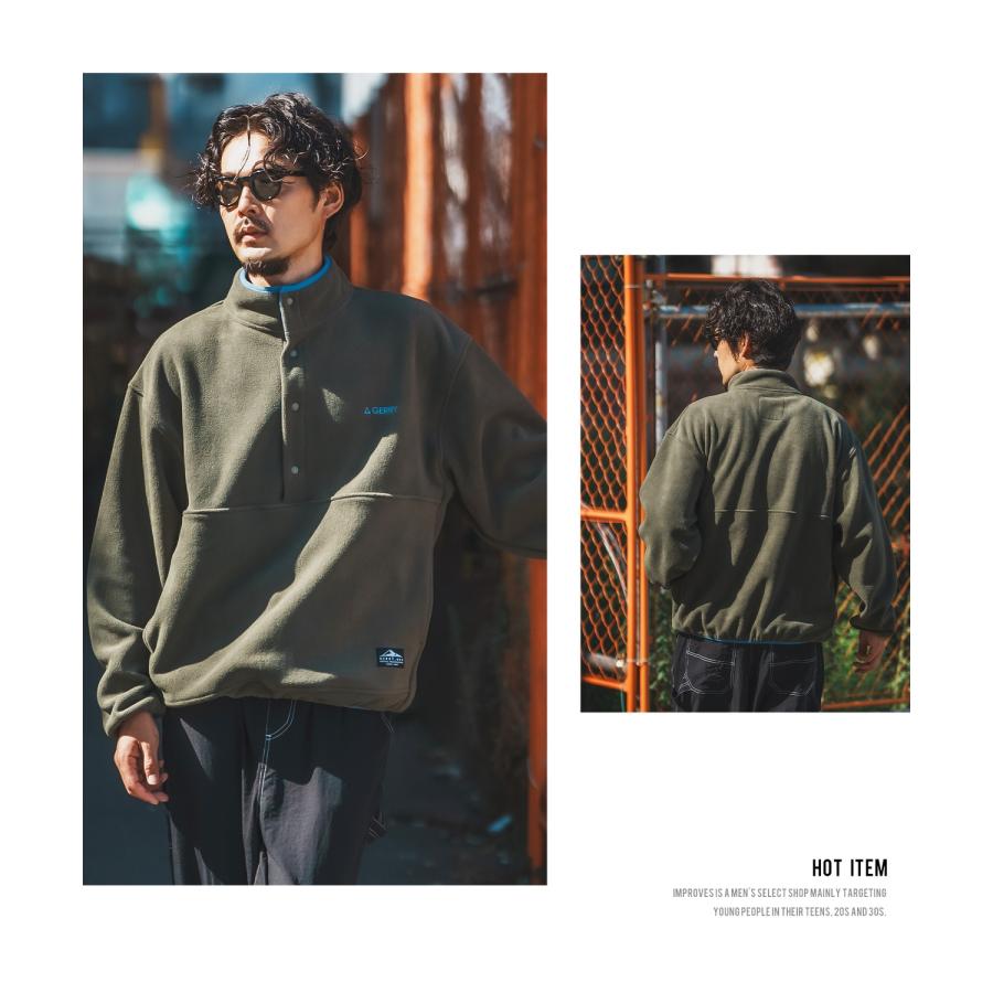 フリース メンズ GERRY ジェリー ハーフスナップ プルオーバー ライトアウター アウトドア ストリート アメカジ 古着MIX ホワイト ブラック イエロー | GERRY | 20