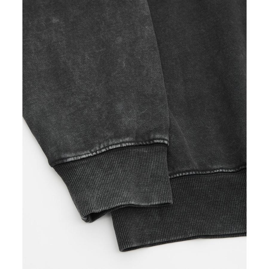 トレーナー メンズ CVC 半起毛 スウェット クルーネック 長袖 プリント ワンポイント ストリート スケーター 古着MIX 韓国ファッション ブラック | improves | 16