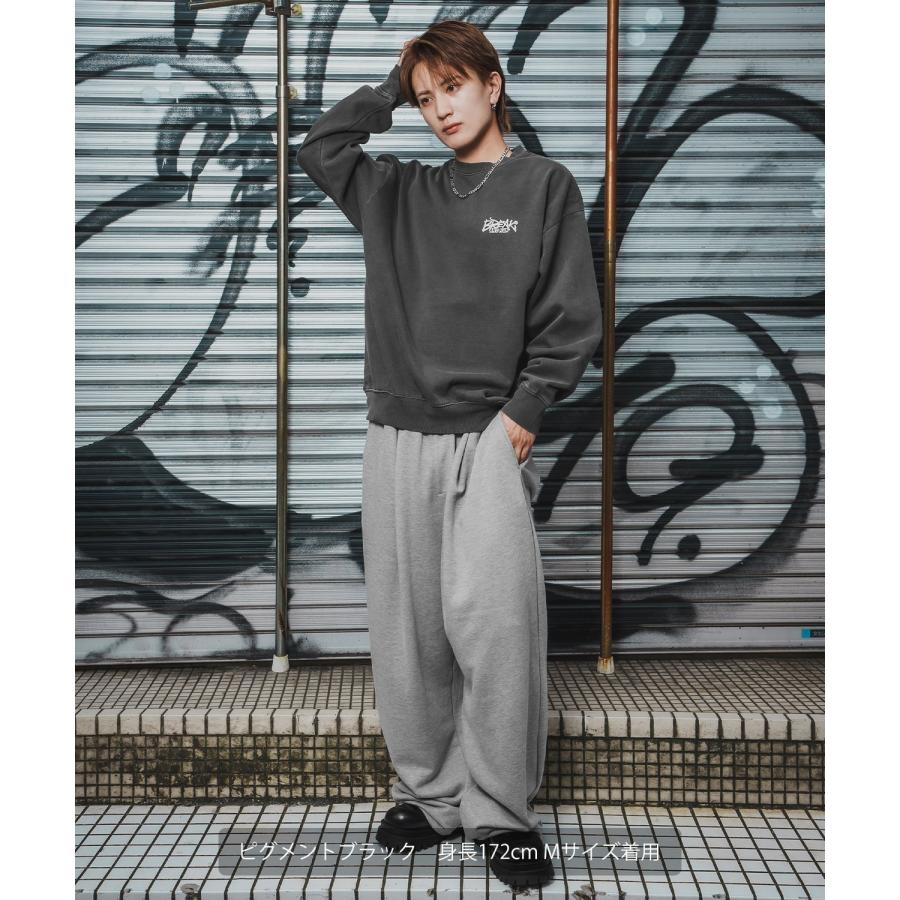 トレーナー メンズ CVC 半起毛 スウェット クルーネック 長袖 プリント ワンポイント ストリート スケーター 古着MIX 韓国ファッション ブラック | improves | 06