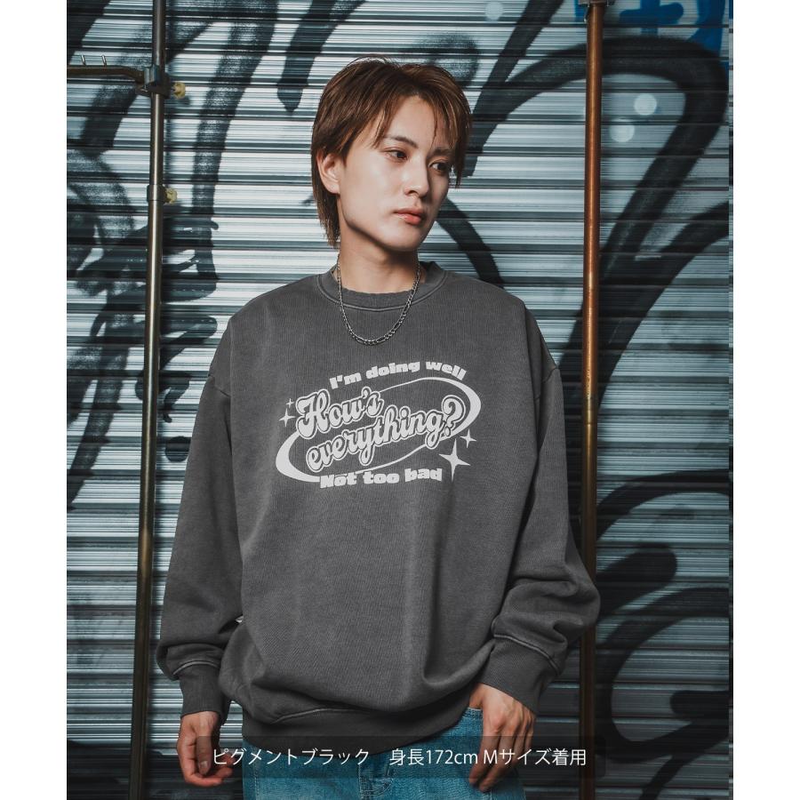 トレーナー メンズ CVC 半起毛 スウェット クルーネック 長袖 プリント ストリート スケーター 古着MIX 韓国ファッション ブラック | improves | 07