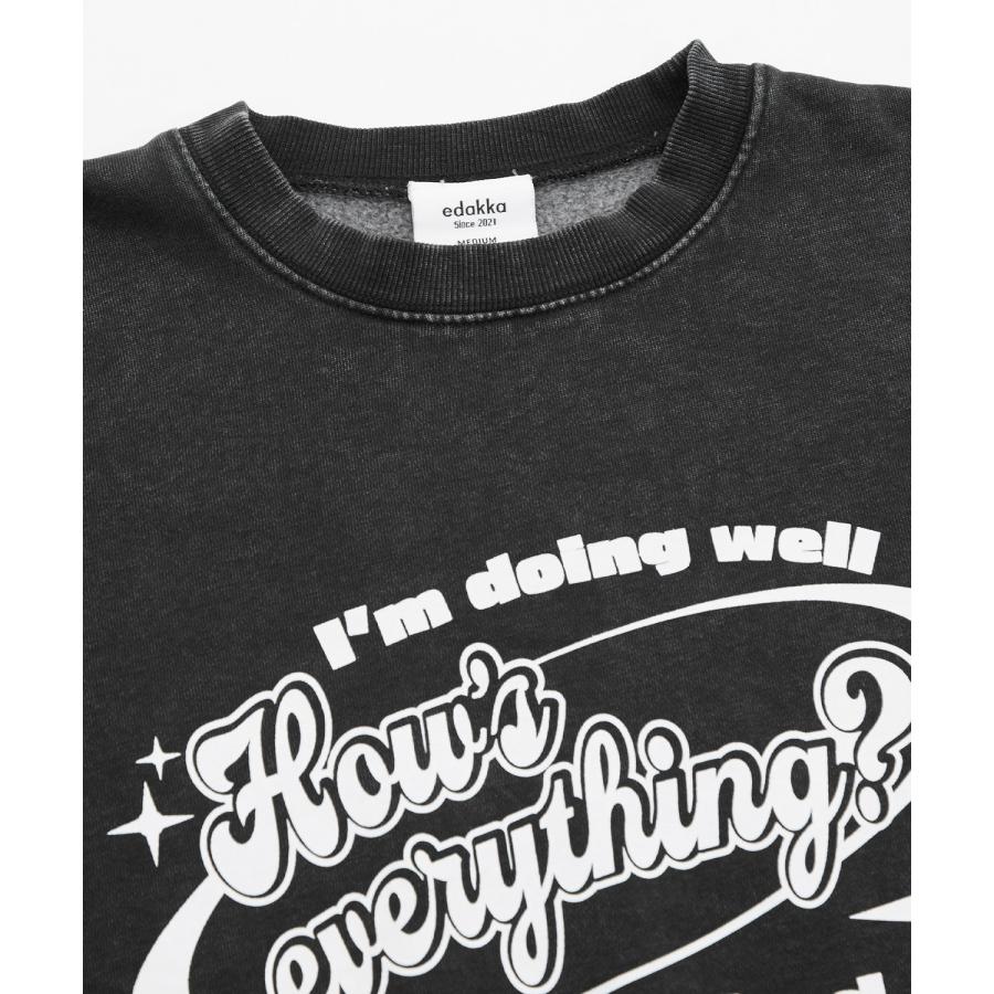 トレーナー メンズ CVC 半起毛 スウェット クルーネック 長袖 プリント ストリート スケーター 古着MIX 韓国ファッション ブラック | improves | 11