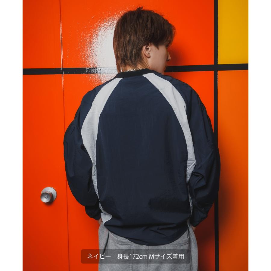 プルオーバー メンズ ナイロン Vネック ゲームシャツ モノクロ スポーツ テック系 ストリート カジュアル 韓国ファッション 古着MIX | improves | 15