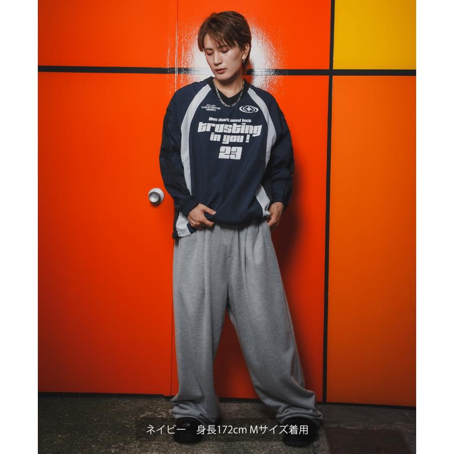 プルオーバー メンズ ナイロン Vネック ゲームシャツ モノクロ スポーツ テック系 ストリート カジュアル 韓国ファッション 古着MIX | improves | 17