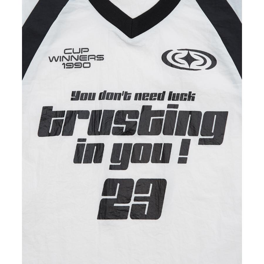 プルオーバー メンズ ナイロン Vネック ゲームシャツ モノクロ スポーツ テック系 ストリート カジュアル 韓国ファッション 古着MIX | improves | 20