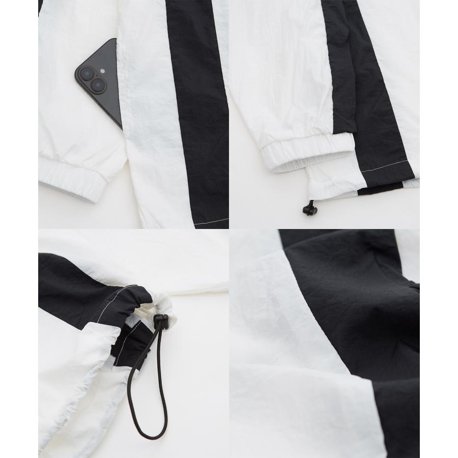 プルオーバー メンズ ナイロン Vネック ゲームシャツ モノクロ スポーツ テック系 ストリート カジュアル 韓国ファッション 古着MIX | improves | 21