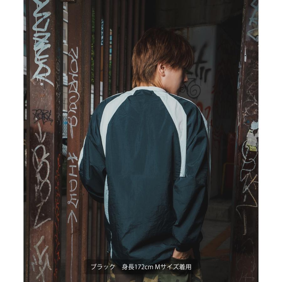 プルオーバー メンズ ナイロン Vネック ゲームシャツ モノクロ スポーツ テック系 ストリート カジュアル 韓国ファッション 古着MIX | improves | 06