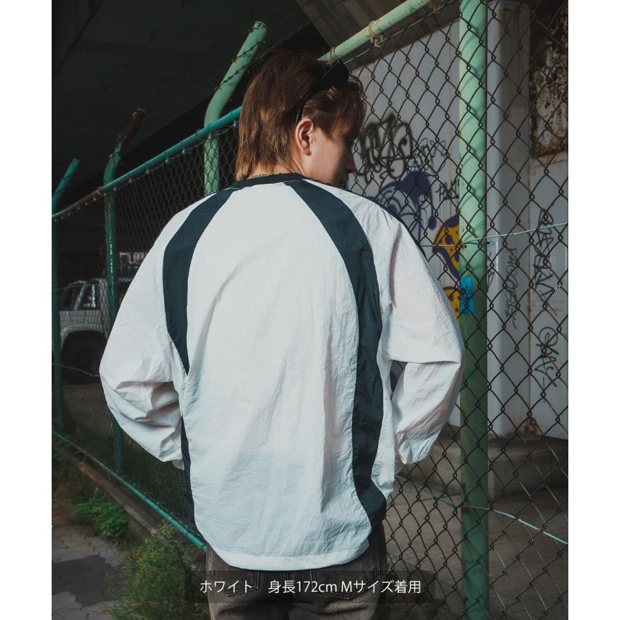 プルオーバー メンズ ナイロン Vネック ゲームシャツ モノクロ スポーツ テック系 ストリート カジュアル 韓国ファッション 古着MIX | improves | 11