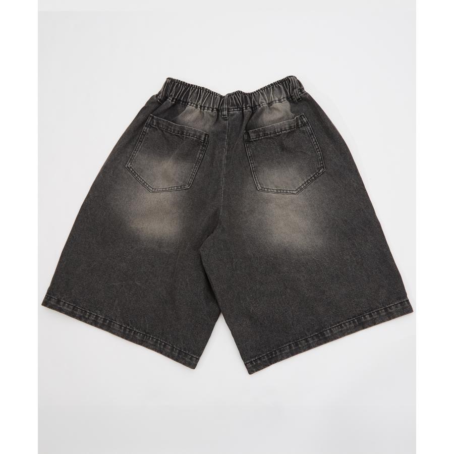 デニムパンツ メンズ クロスパッチ フリンジ ウォッシュ ワイドパンツ ショートパンツ デニム 西海岸 アメカジ カジュアル スケーター ストリート 古着MIX 韓国 | improves | 15