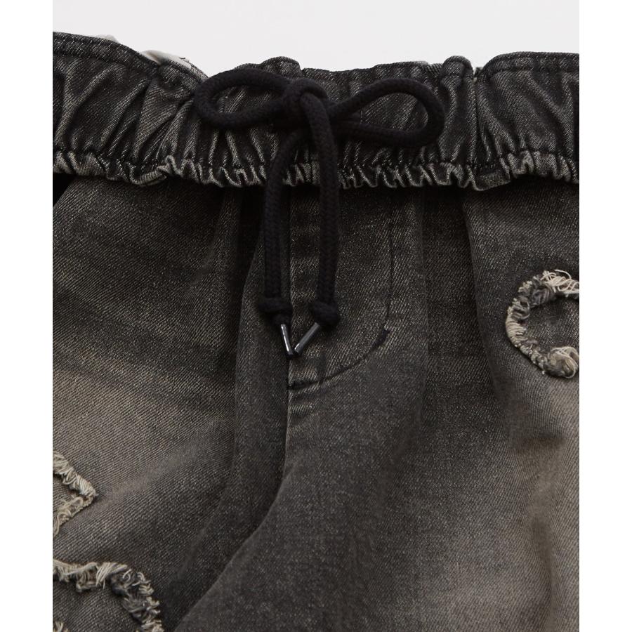 デニムパンツ メンズ クロスパッチ フリンジ ウォッシュ ワイドパンツ ショートパンツ デニム 西海岸 アメカジ カジュアル スケーター ストリート 古着MIX 韓国 | improves | 16