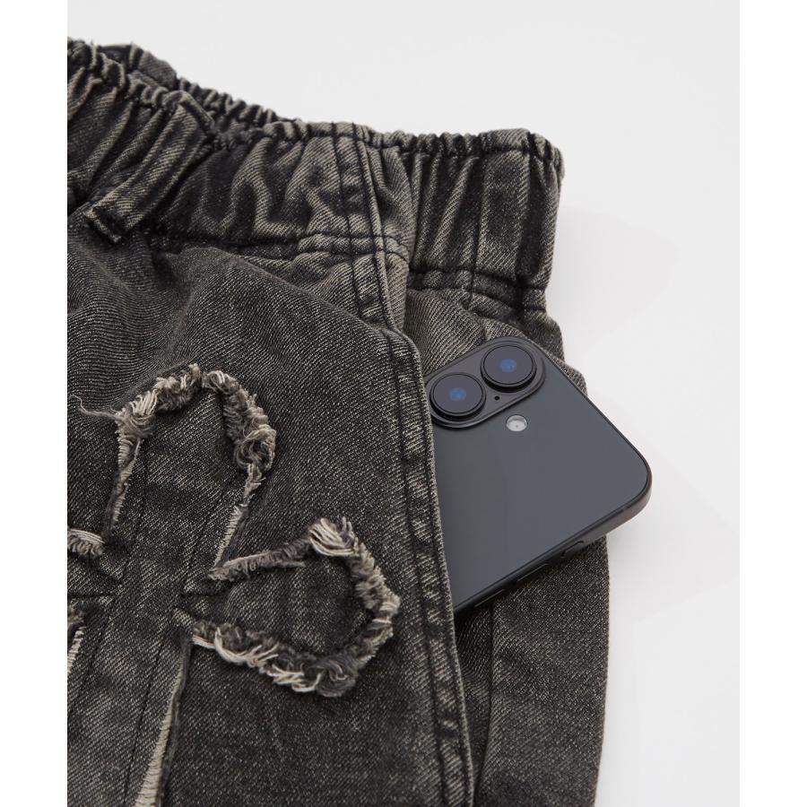 デニムパンツ メンズ クロスパッチ フリンジ ウォッシュ ワイドパンツ ショートパンツ デニム 西海岸 アメカジ カジュアル スケーター ストリート 古着MIX 韓国 | improves | 17