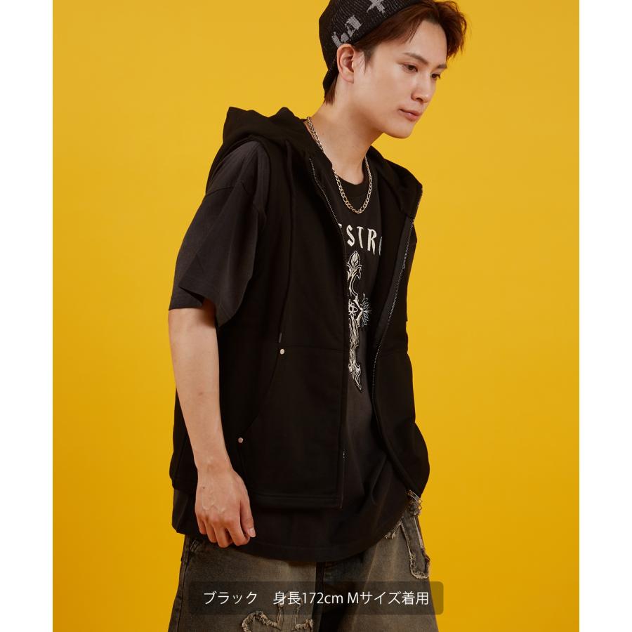パーカー メンズ レディース ベスト スウェット ノースリーブ ジップ アメカジ カジュアル スケーター ストリート 古着MIX 韓国ファッション | improves | 03