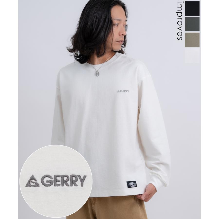 長袖Tシャツ メンズ GERRY ジェリー カットソー ワンポイント ピスネーム 高ストレッチ性 アウトドア ストリート アメカジ 古着MIX ホワイト ブラック | GERRY