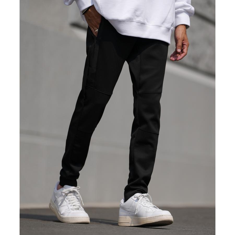 ジョガーパンツ メンズ テックパンツ リブパンツ イージーパンツ スリムパンツ アメカジ ストリート スポーツMIX タックウェア ブラック | improves | 03