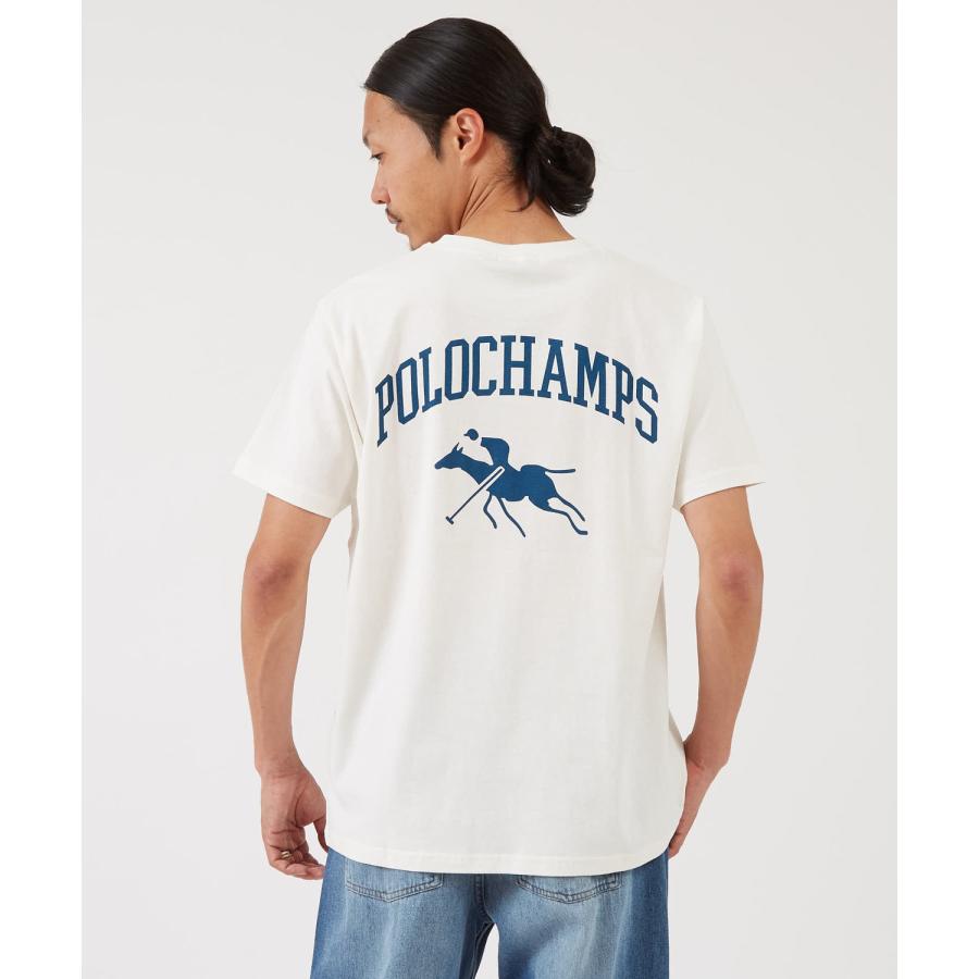 半袖Tシャツ メンズ POLOCHAMPS バッグロゴ ポニー カットソー 大きめ カジュアル ストリート ブラック チャコール ホワイト | improves | 05