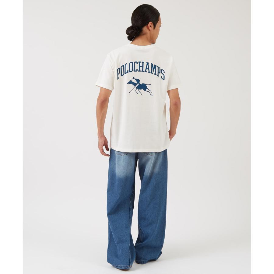半袖Tシャツ メンズ POLOCHAMPS バッグロゴ ポニー カットソー 大きめ カジュアル ストリート ブラック チャコール ホワイト | improves | 07