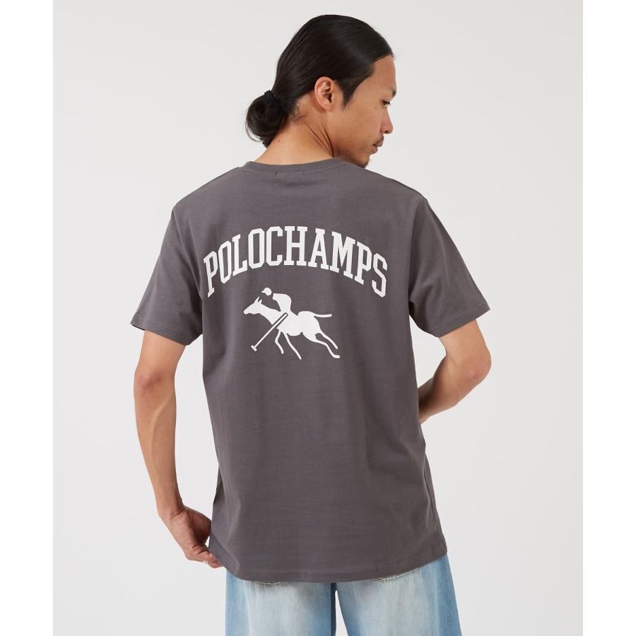 半袖Tシャツ メンズ POLOCHAMPS バッグロゴ ポニー カットソー 大きめ カジュアル ストリート ブラック チャコール ホワイト | improves | 08