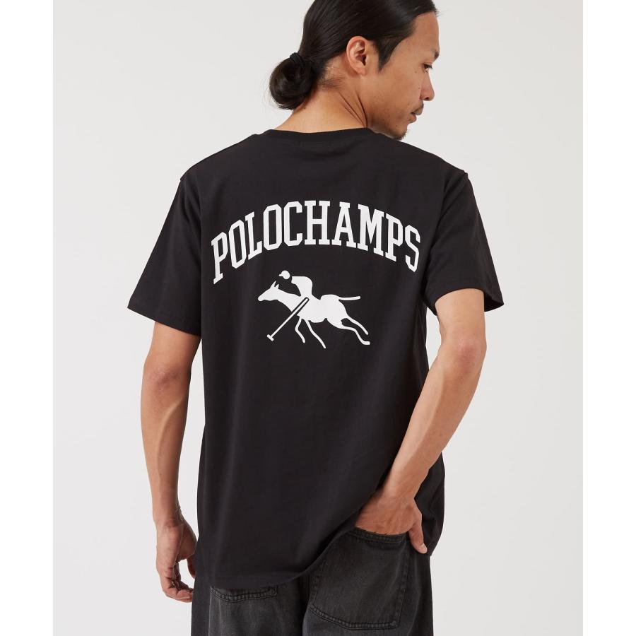半袖Tシャツ メンズ POLOCHAMPS バッグロゴ ポニー カットソー 大きめ カジュアル ストリート ブラック チャコール ホワイト | improves | 11