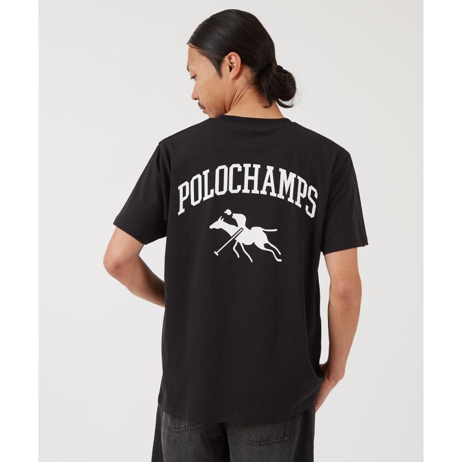 半袖Tシャツ メンズ POLOCHAMPS バッグロゴ ポニー カットソー 大きめ カジュアル ストリート ブラック チャコール ホワイト | improves | 12