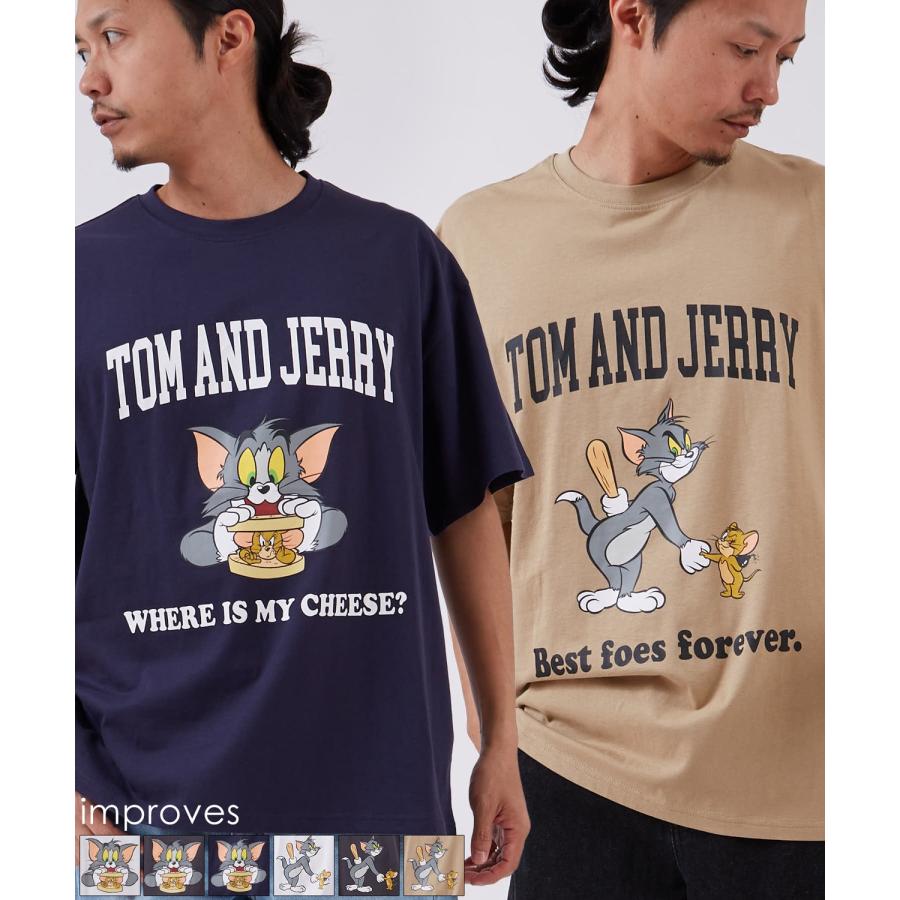 半袖Tシャツ メンズ TOM&JERRY トムとジェリー プリント カットソー カートゥーン 大きめ アメカジ カジュアル スケーター ストリート 古着MIX | improves