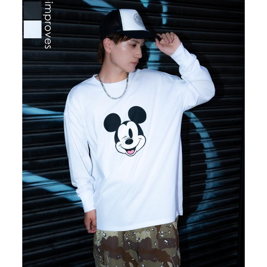 Tシャツ メンズ レディース ミッキーマウス グッズ キャラT キャラクター トップス 綿100％ ロング スリーブ カジュアル ストリート スケーター 古着MIX | improves