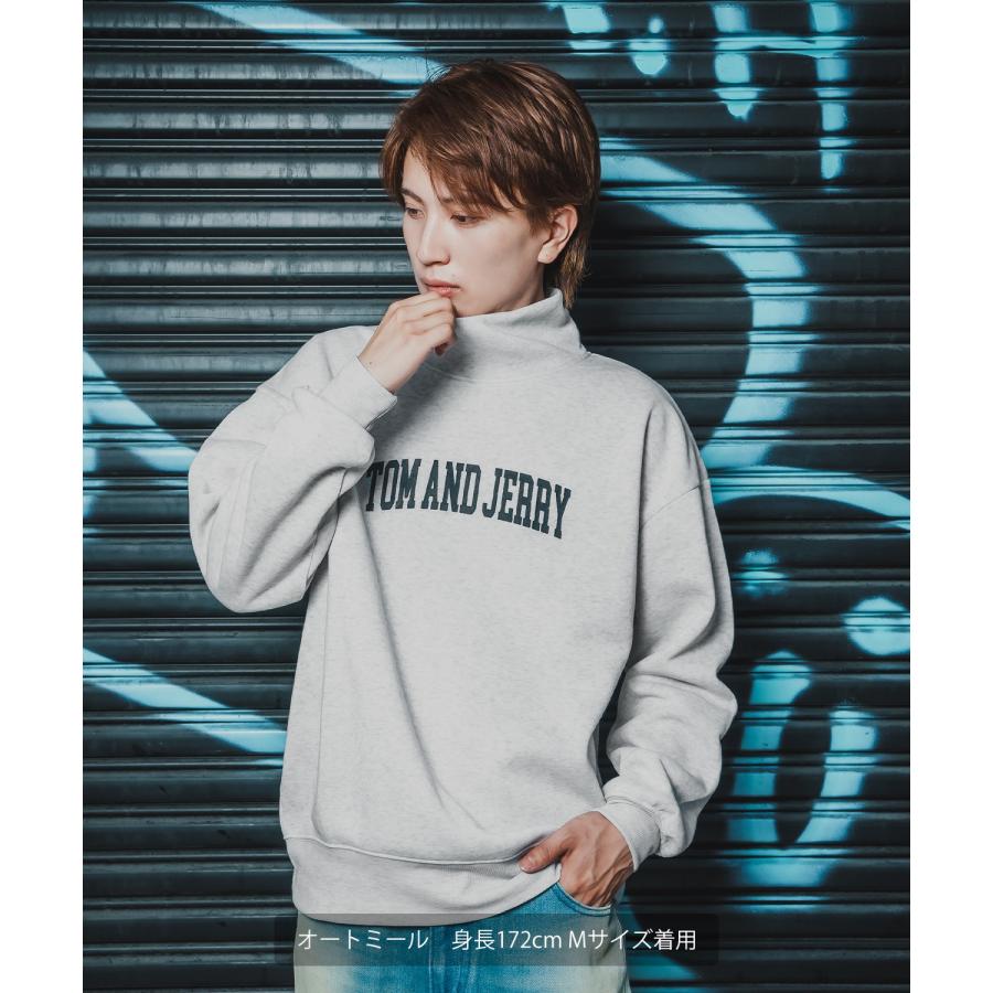 トレーナー メンズ TOM&JERRY トムとジェリー プリント コットンタッチ 裏起毛 スウェット ハイネック 大きめ アメカジ スケーター ストリート 古着MIX 韓国 | improves | 10