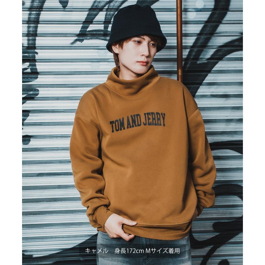 トレーナー メンズ TOM&JERRY トムとジェリー プリント コットンタッチ 裏起毛 スウェット ハイネック 大きめ アメカジ スケーター ストリート 古着MIX 韓国 | improves | 15