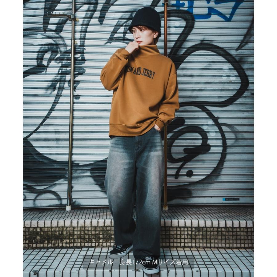 トレーナー メンズ TOM&JERRY トムとジェリー プリント コットンタッチ 裏起毛 スウェット ハイネック 大きめ アメカジ スケーター ストリート 古着MIX 韓国 | improves | 16